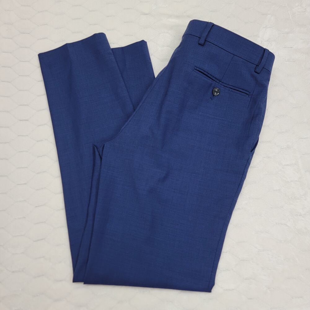 Tommy Hilfiger Mens Blue Wool Blend Dress Pants Suit Slacks Waist 32 Hemmed